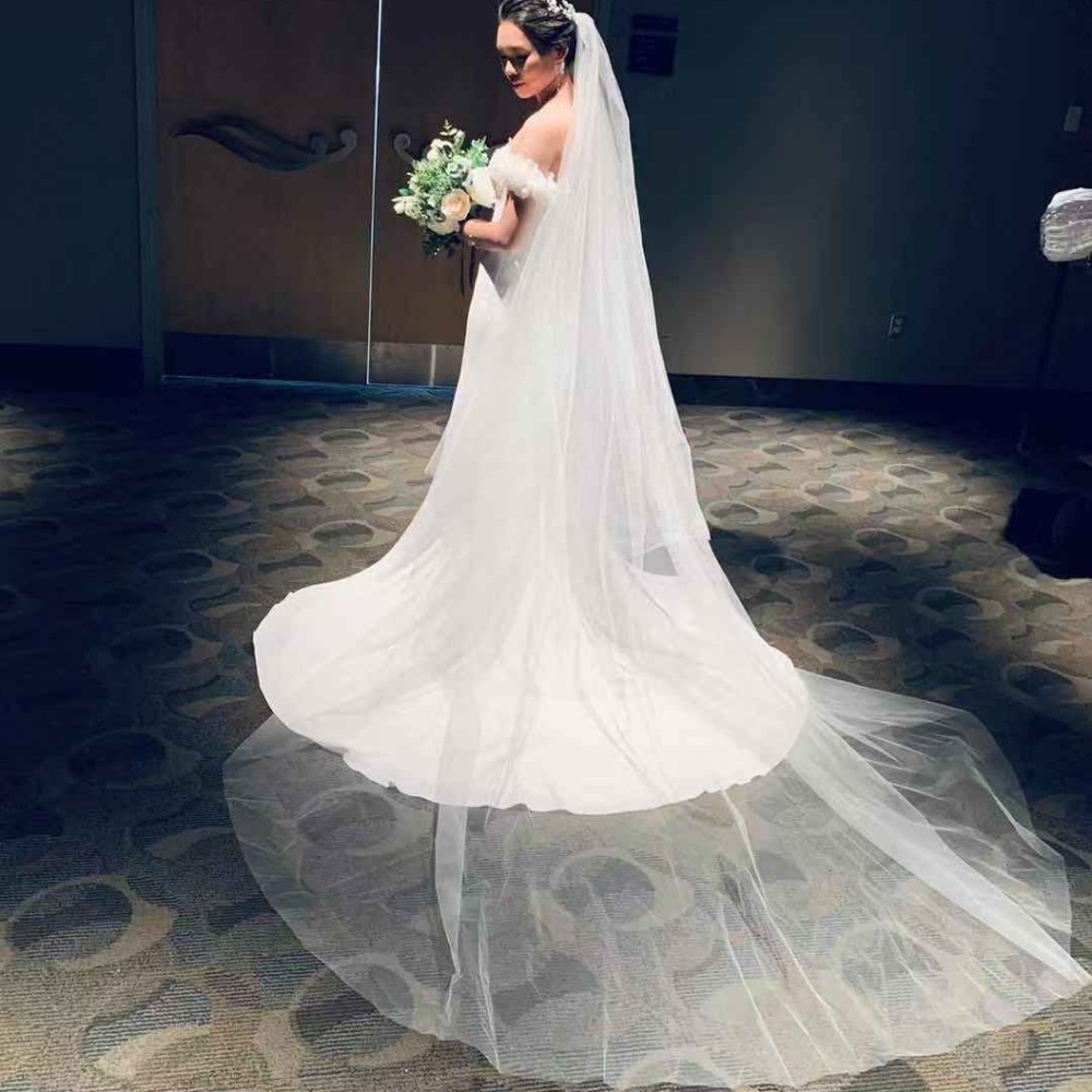 White Cathedral Veil Two Tier with Comb 4MX3M